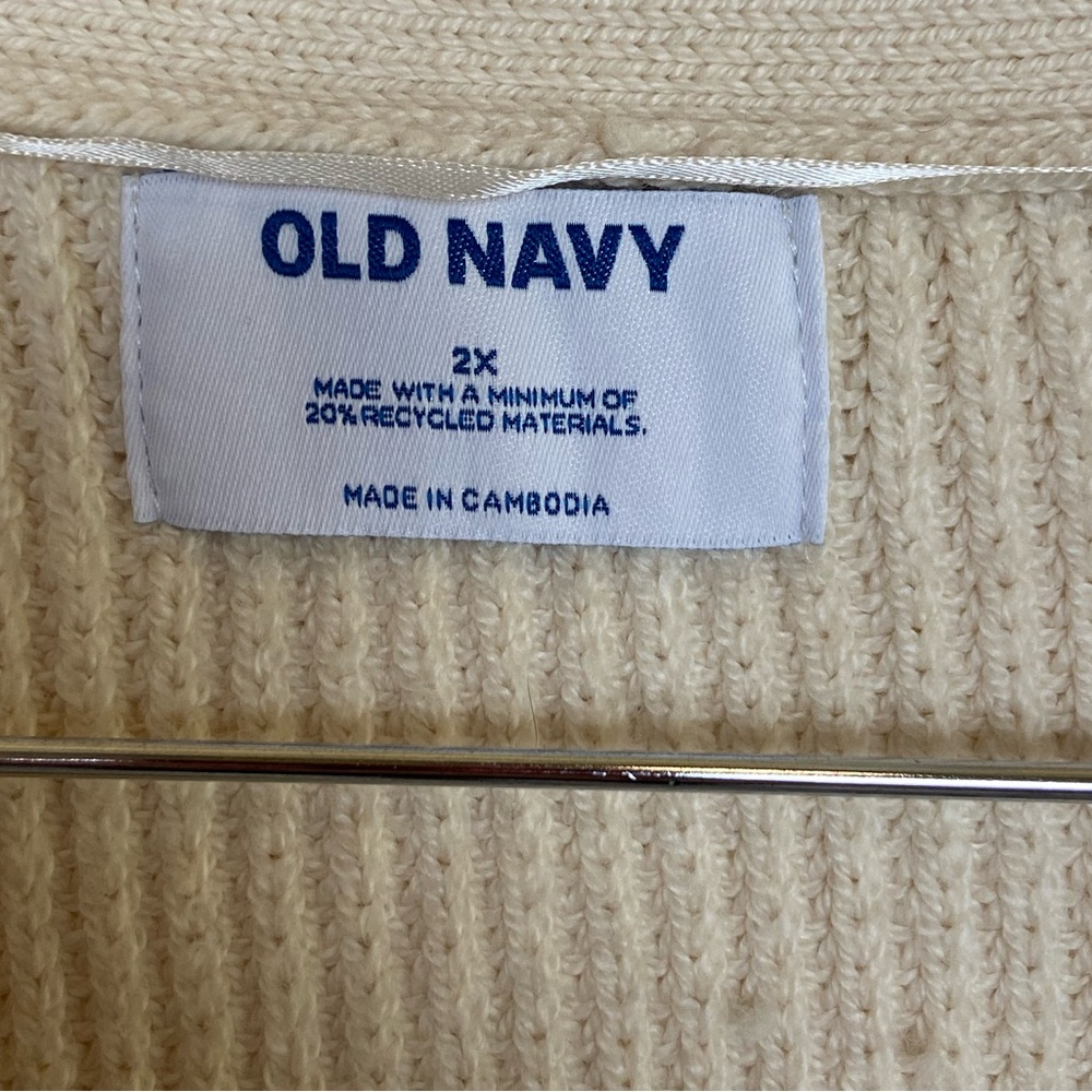 Old Navy Women's Ribbed Knit Buttoned‎ Cardigan Size 2X Cream Boho Accademia - Picture 10 of 11